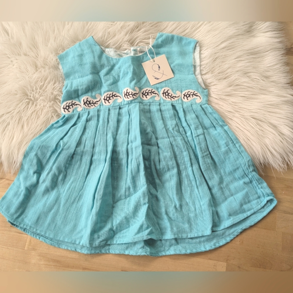 {Poppet & Fox} NEW Blue Paisley Embroidered Baby Doll Top